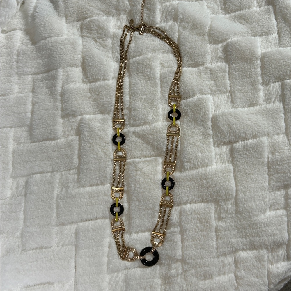 Avon Mark Gold-Tone Necklace with Black Ring Accents